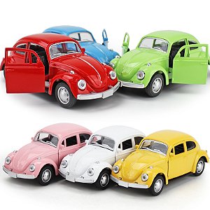 Kit 4 Fusca Miniatura De Metal Carrinho Coleção Fusquinha Cor Sortidas Abre Porta Fricção