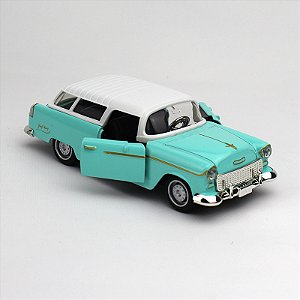 Miniatura Chevrolet Bel Air 1957 VERDE ÁGUA Clássica Carro Retrô Escala 1:32 Metal Fricção Abre Portas