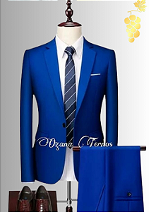 Terno Slim Azul Royal com Colete