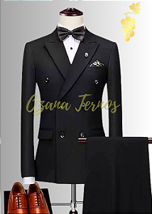 Terno Slim Transpassado Preto