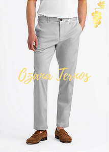 Calça social cinza claro masculina slim tecido alfaiataria