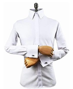 Camisa social slim punho duplo