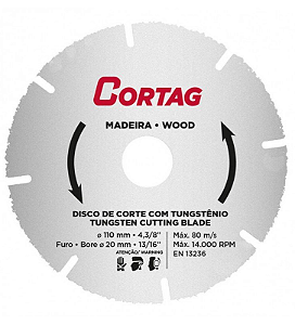 DISCO CORTAG 110mm 4,1/2" TUNGSTENIO SUPERMETAL ESMERILHADEIRA 60657