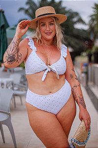 BIQUÍNI NOZINHO BABADO BRANCO E NUDE PLUS SIZE - Soul