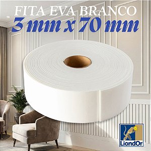 Fita de Vedação em EVA Branco - 3 mm x 70 mm x 10 metros