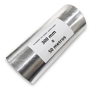 Bobina De Folha De Alumínio Adesivado 0,05mm (50 micra) x 30cm Largura x 50 Metros