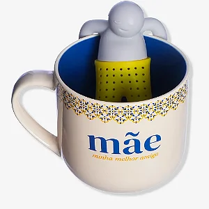 CANECA 350ML C/INFUSOR P/ CHA MAE AZULEJO  Ean :7908623005323