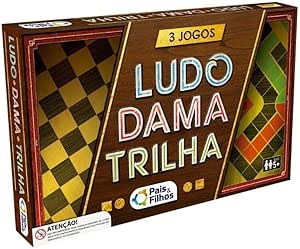 JOGO DE TABULEIRO 3 JOGOS LUDO/DAMA E TRILHA