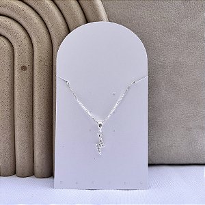 Colar de Prata Raio Cravejado Prata 925
