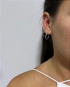 Kit Trio de Brincos Prata Argola Redonda