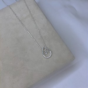 Colar de Prata Ponto de Luz Gota Cravejado