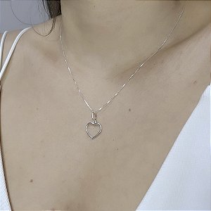 Colar de Prata Coração Vazado