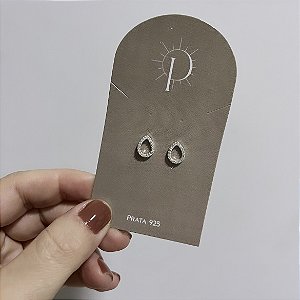 Brinco de Prata Gota Cravejada