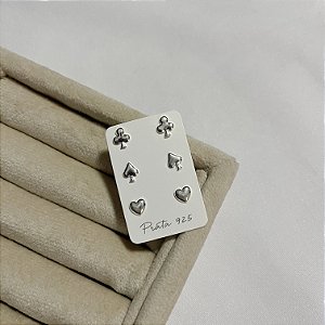 Kit Trio de Brincos de Prata Naipes