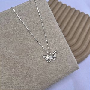 Colar de Prata Borboleta Trabalhada