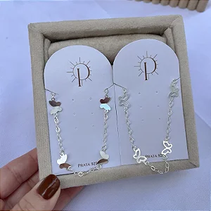 Pulseira de Prata Borboletas Cheia ou Vazada Prata 925