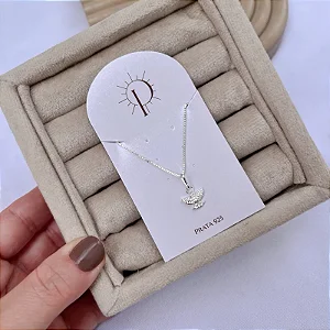 Colar de Prata Divino Espírito Santo Cravejado Prata 925
