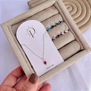 Pulseira de Prata Elo Português com Ponto de Luz Coração Prata 925