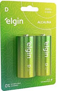 Pilha Alcalina D Elgin Energy 2 Unidades 1.5V