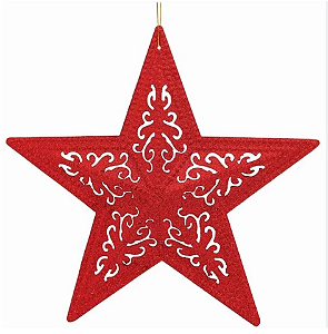 Kit Enfeite Natal Estrela 15cm decoração enfeite natalino vermelho
