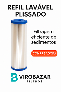 Refil Lavável Plissado 9 3/4" – 20 Micras | Reutilizável para Filtros de Água