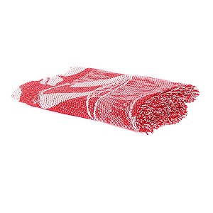 Cobertor Casal King Vermelho com Branco 100% Algodão