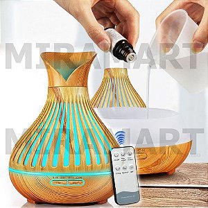 Difusor Automático Aromatizador Umidificador Cromoterapia Jarro Detalhe Vazado com Controle 400ml