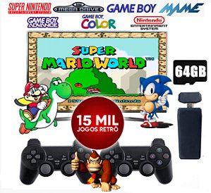 Video Game Stick Novo Super Mini Plus Retrobox 15 mil Jogos 2 controles sem fio Frete Gratis Super Nintendo Mega Drive Game Boy Fliperama