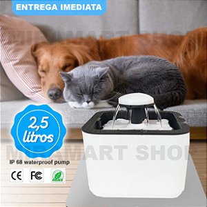 Fonte Bebedouro Gatos Cães Automático Com Filtro USB Bivolt 2,5 Litros