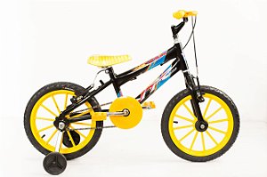 Bicicleta Infantil Masculina Aro 16 preto/amarela