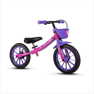 Bicicleta De Equilíbrio Infantil Aro 12 Rosa Nathor
