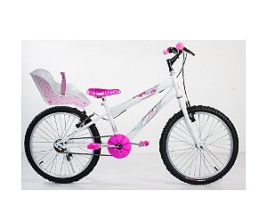 Bicicleta Infantil feminina Aro 16 com acessórios e cadeirinha de boneca