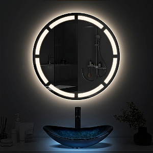 Espelho Decorativo Jateado com LED frontal e Touch Screen Luxo