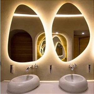 Espelho Orgânico Lapidado Decorativo  Sem Formas Com LED Lançamento