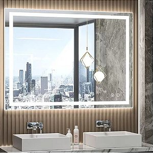 Espelho retangular para banheiro com luz LED traseira — Rehabilitaweb