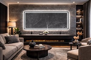 Espelho Quadrado 90 x 90 Com Led Duplo e 2 Touch Screen