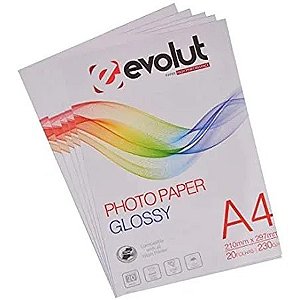 PAPEL FOTOGRÁFICO BRILHANTE GLOSSY 230G. - A4 PCT 20 FOLHAS