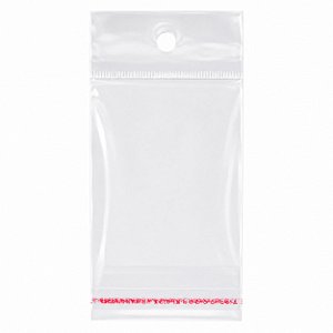 100 Unidades saco Plástico Adesivado Incolor com Solapa para pendurar 5x5+3cm