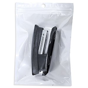 100 un Saco Hermético 13x19 cm Fundo Branco Visor com Furo