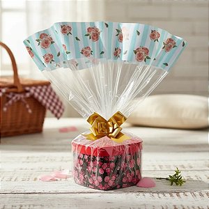 Kit com 25 Sacos Para Cesta Rose Garden Tamanho 80x90 cm