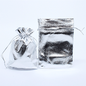 Saco Lamê Prateado Tamanho 10x14cm Pacote 12 unidades