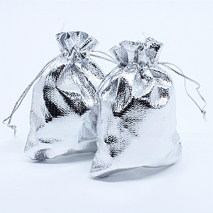 Saco Lamê Prateado Tamanho 9x12cm Pacote 10 unidades