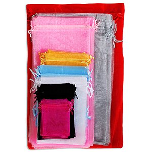 Saquinho de Organza, 18x40 cm, pacote com 10 unidades