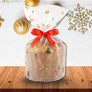 Kit 50 unidades de Sacos Poli Transparente Natal 25x32cm