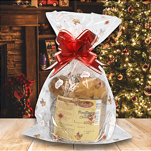 Kit 50 unidades de Sacos Poli Transparente Natalino 25x37cm