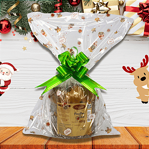 Kit 50 unidades de Sacos Poli Transparente Natalino 30x44 cm