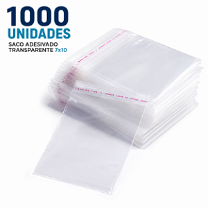 1000 Unidades saco Plástico Adesivado sem Solapa 7x10 cm