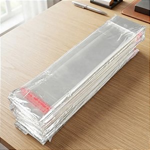 1000 Unidades saco Plástico Adesivado com Solapa 6x25+3 cm