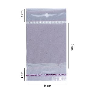 1000 Unidades saco Plástico Adesivado com Solapa 9x9+3 cm