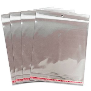 100 unidades Saco Plástico Adesivado com Solapa 25x25 cm ED8061
